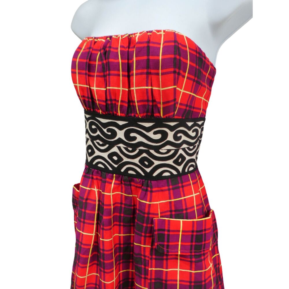 SiLK CoTToN Vintage 90s Plenty Tracy Reese Red Plaid Dress Lined Large Pockets 2